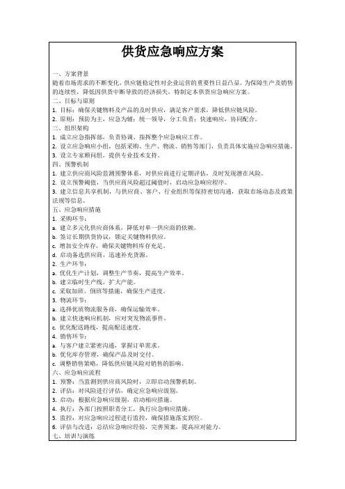 供货应急响应方案