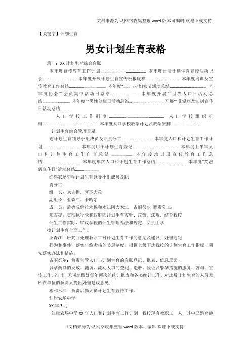 【计划生育】男女计划生育表格