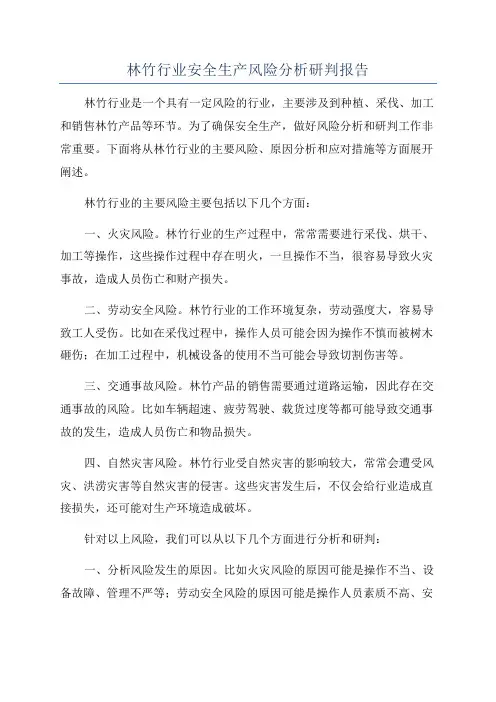 林竹行业安全生产风险分析研判报告
