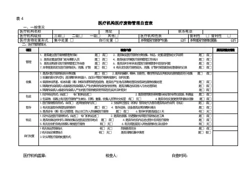 医疗废弃物自查表