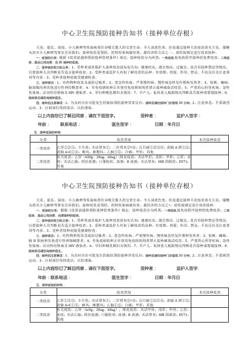 预防接种疫苗告知书