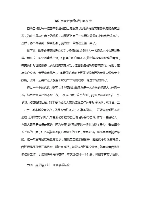 房产中介无带看总结1000字