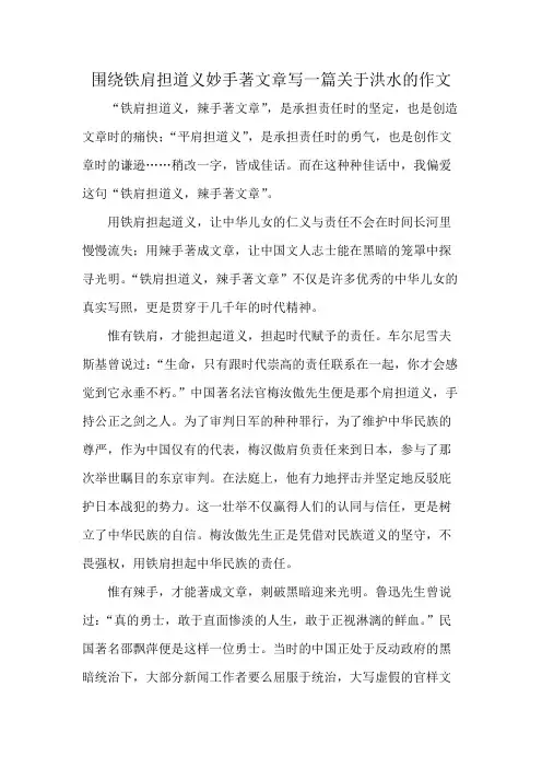 围绕铁肩担道义妙手著文章写一篇关于洪水的作文