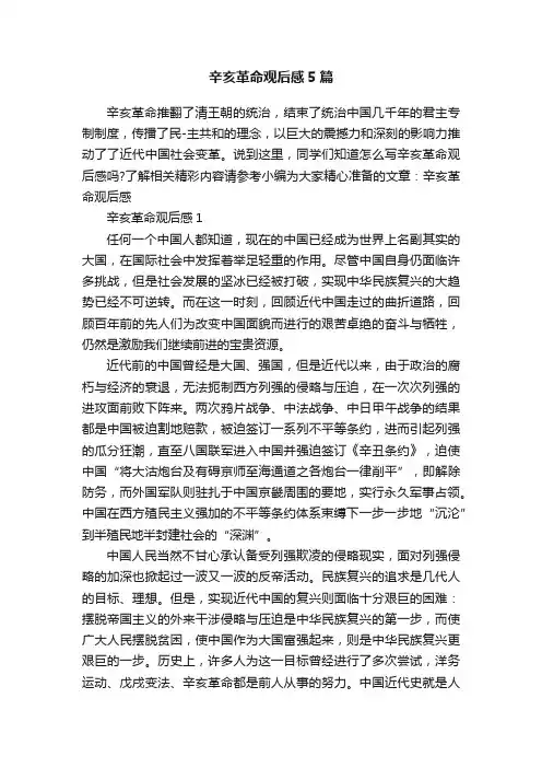 辛亥革命观后感5篇