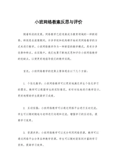 小班网络教案反思与评价