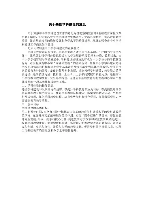 关于基础学科建设的意见