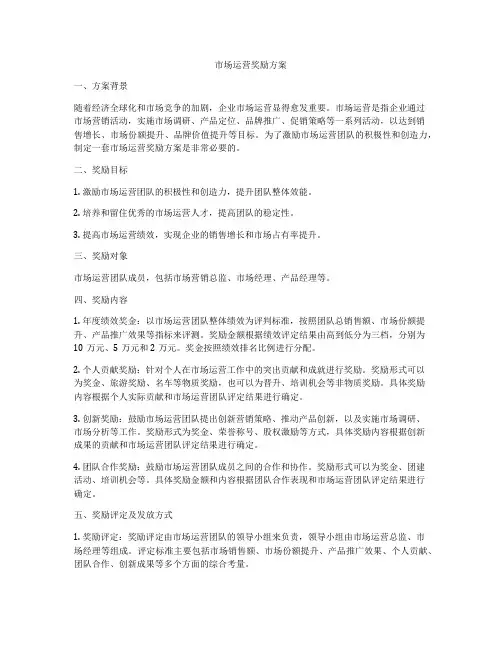市场运营奖励方案