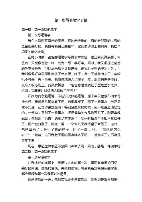 第一次写毛笔字5篇