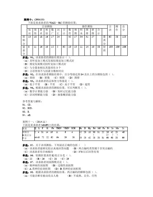 国家二级心理咨询师测评真题及答案
