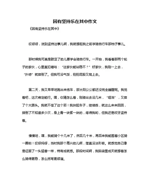 因有坚持乐在其中作文