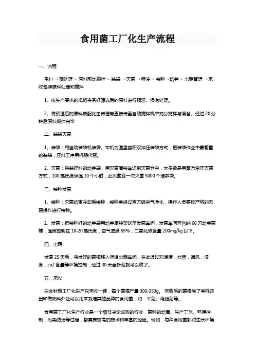 食用菌工厂化生产流程