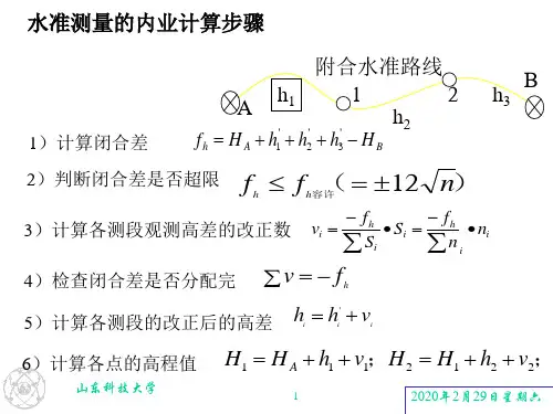 水准仪测量的内业计算方法
