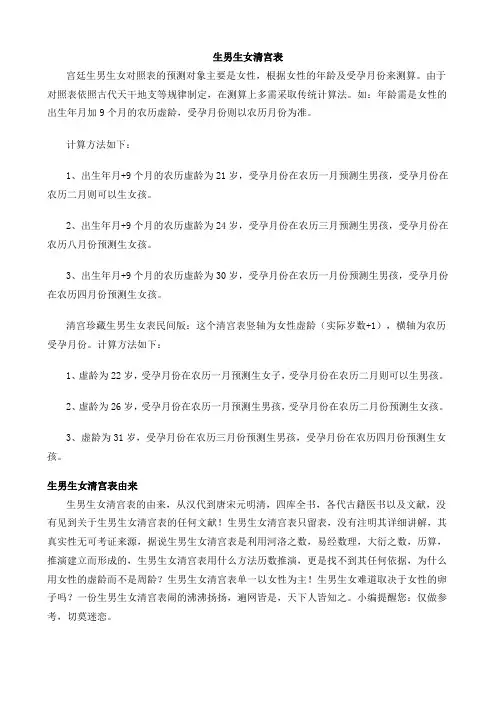 生男生女清宫表