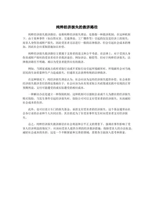 纯粹经济损失的救济路径