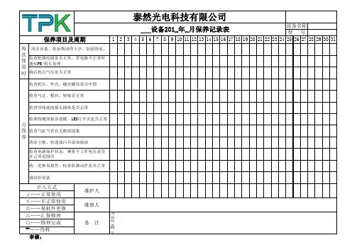 设备保养记录表