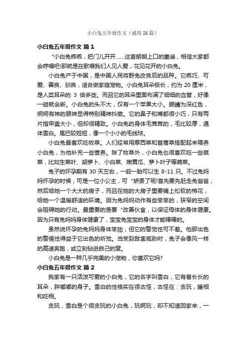 小白兔五年级作文（通用26篇）