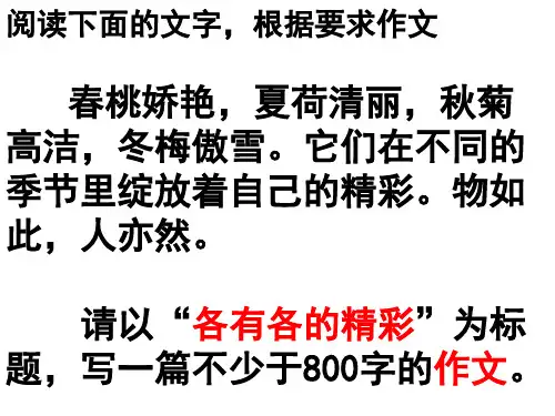 “各有各的精彩”为题——作文讲评