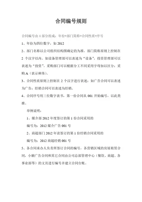 合同编号规则