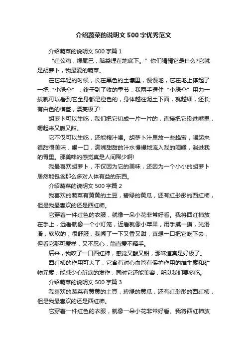 介绍蔬菜的说明文500字优秀范文