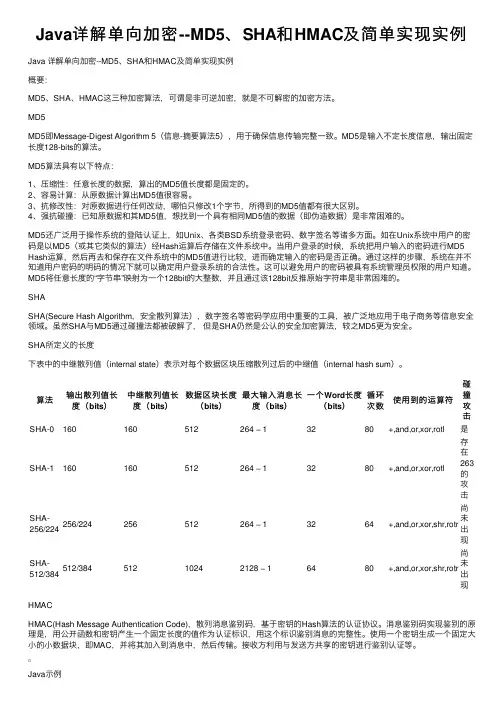 Java详解单向加密--MD5、SHA和HMAC及简单实现实例