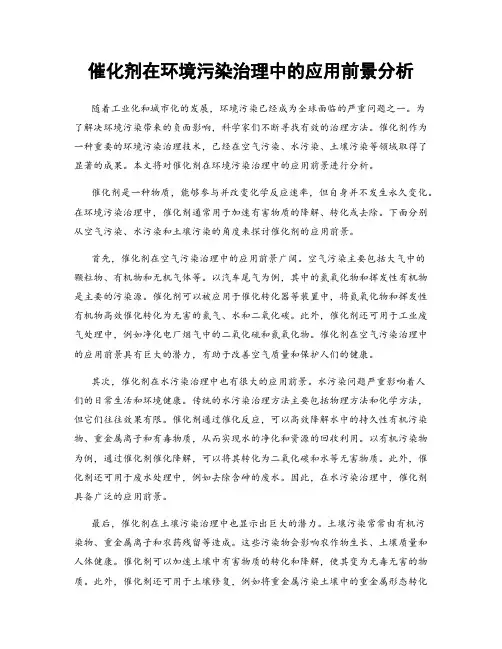 催化剂在环境污染治理中的应用前景分析