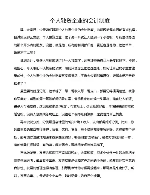 个人独资企业的会计制度