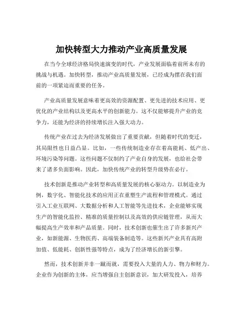 加快转型大力推动产业高质量发展