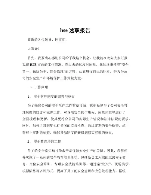hse述职报告