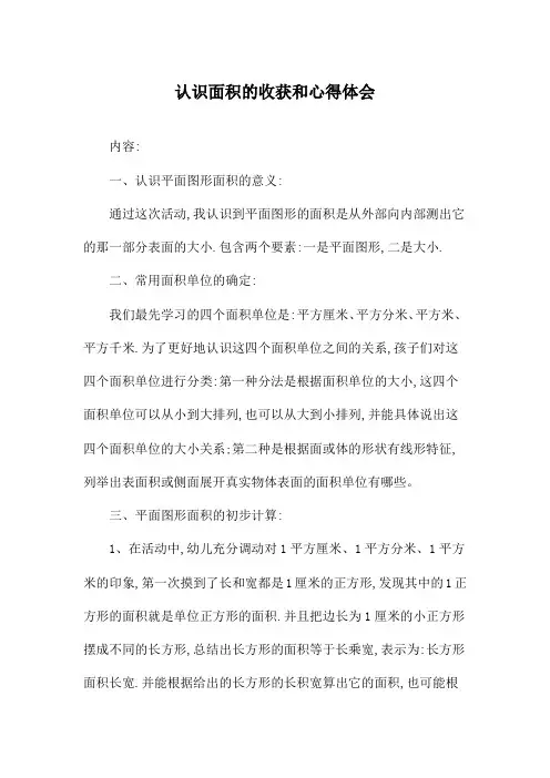 认识面积的收获和心得体会