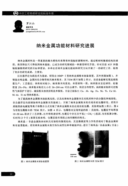 纳米金属功能材料研究进展