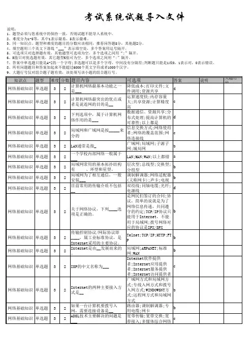 网络基础知识试题