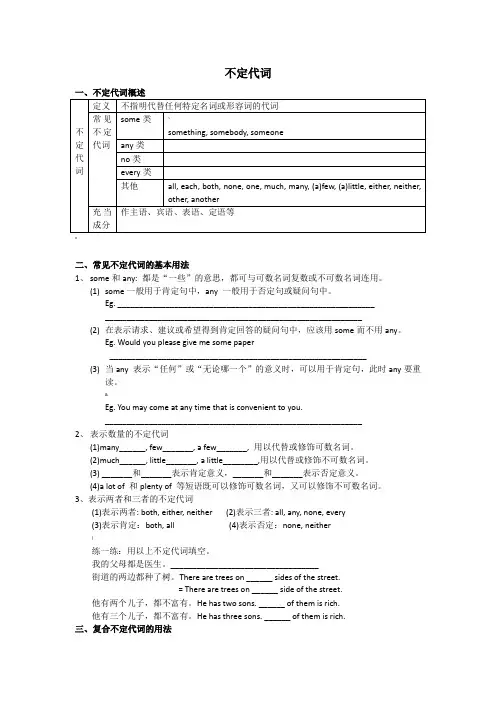 初中英语不定代词讲解及习题