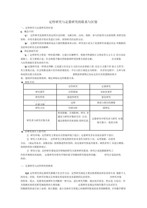 定性研究定量研究联系与区别