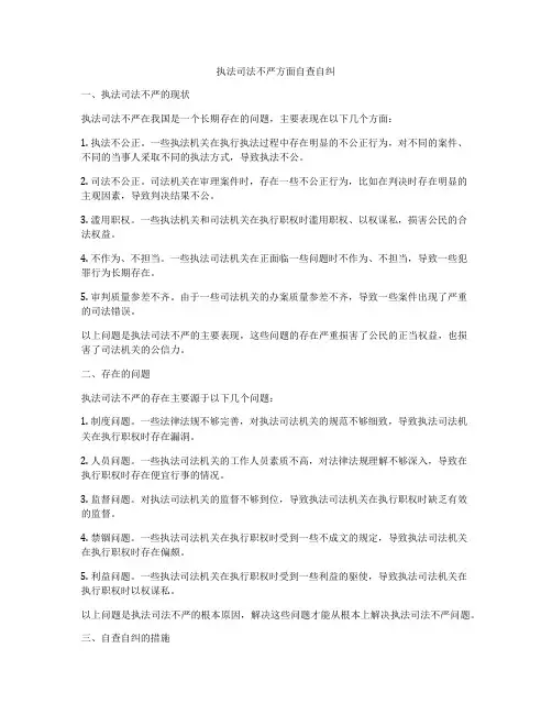 执法司法不严方面自查自纠