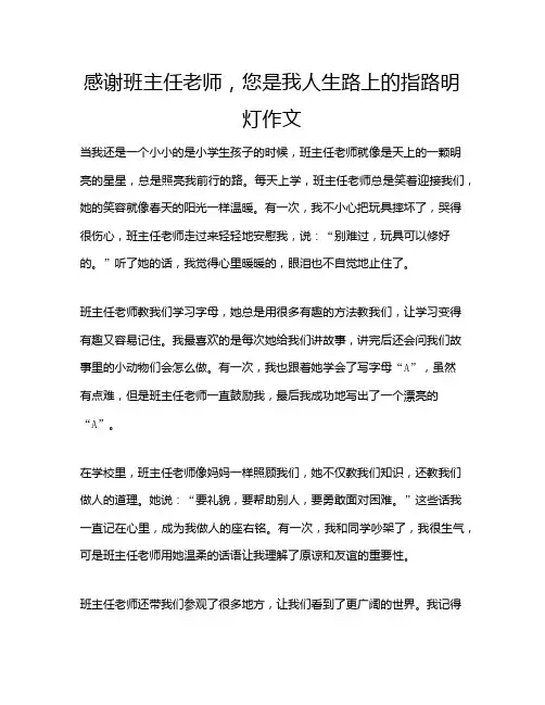 感谢班主任老师,您是我人生路上的指路明灯作文