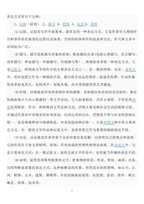 表达方式有以下五种