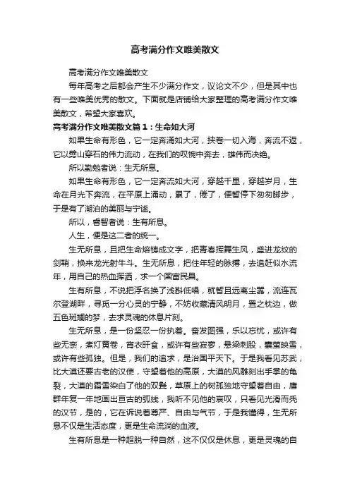 高考满分作文唯美散文