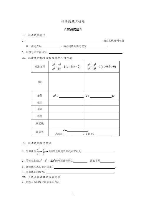 双曲线及其性质