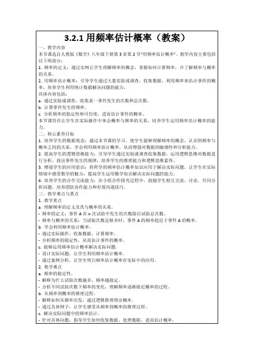 3.2.1用频率估计概率(教案)