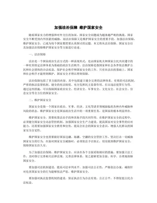 加强法治保障 维护国家安全