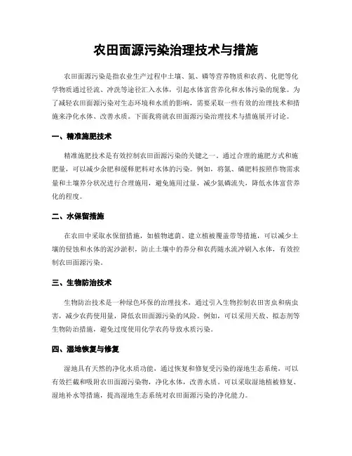农田面源污染治理技术与措施