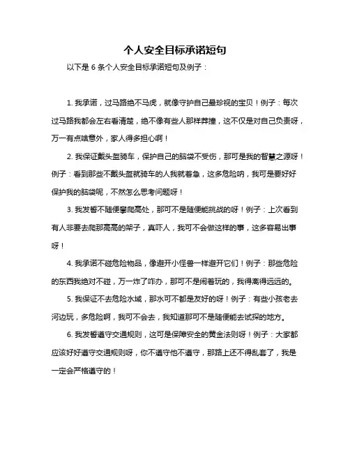 个人安全目标承诺短句