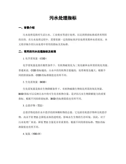 污水处理指标
