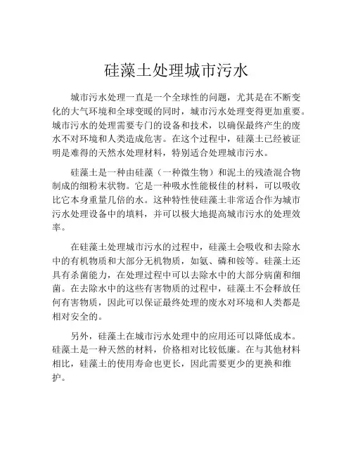 硅藻土处理城市污水