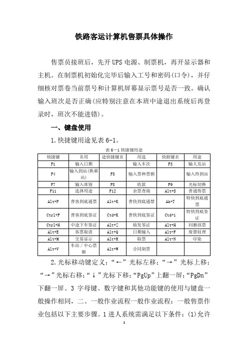 铁路客运计算机售票具体操作