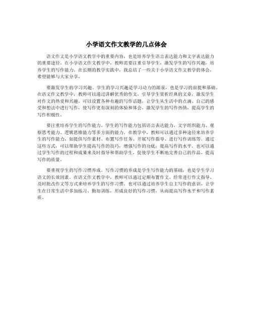 小学语文作文教学的几点体会