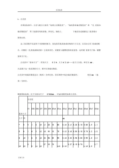 机械制图公差尺寸及查表