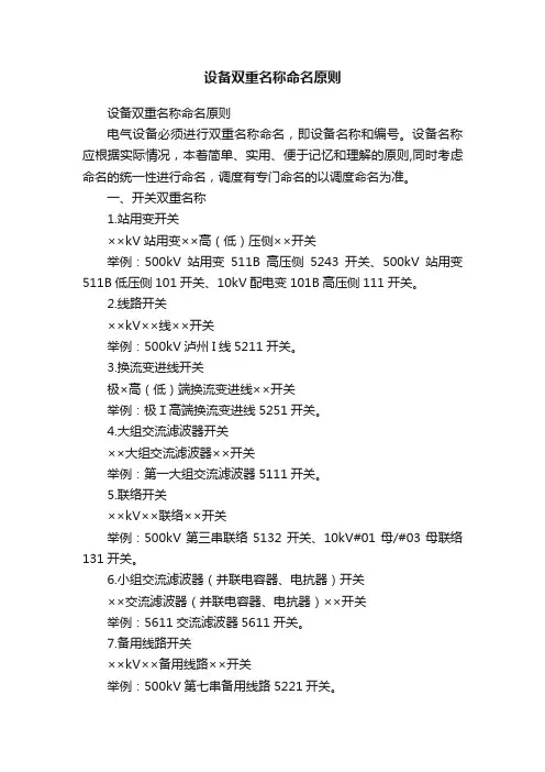 设备双重名称命名原则