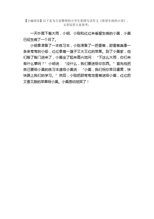 小学生看图写话作文：看望生病的小美