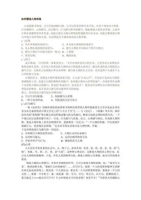 怎样塑造小说中的人物形象